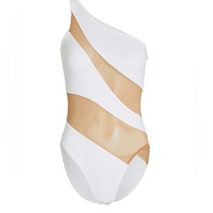 Norma Kamali Snake Mesh Mio - white bathing suit - size XS